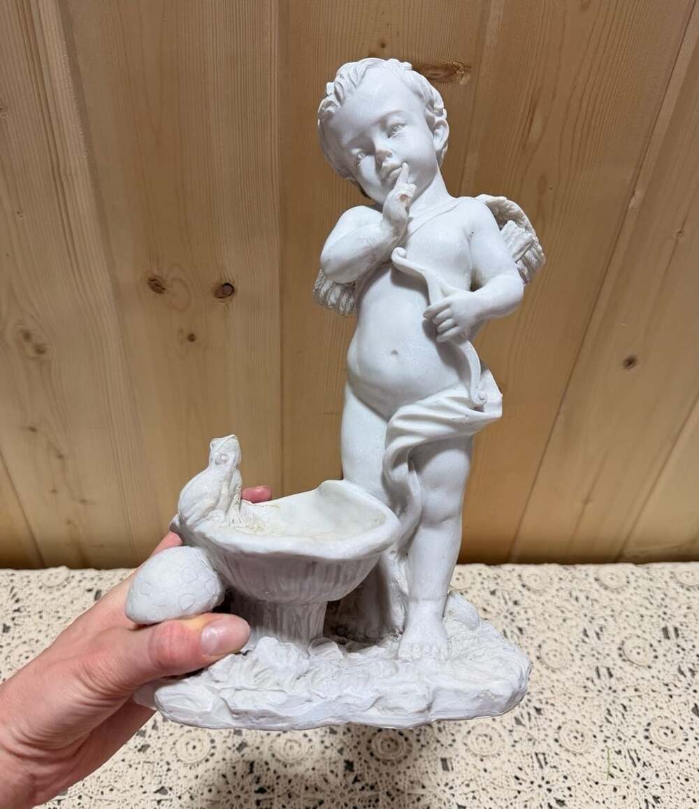 Vintage Cherub Angel Entryway Trinket Bowl or Planter Figurine Statue Decor